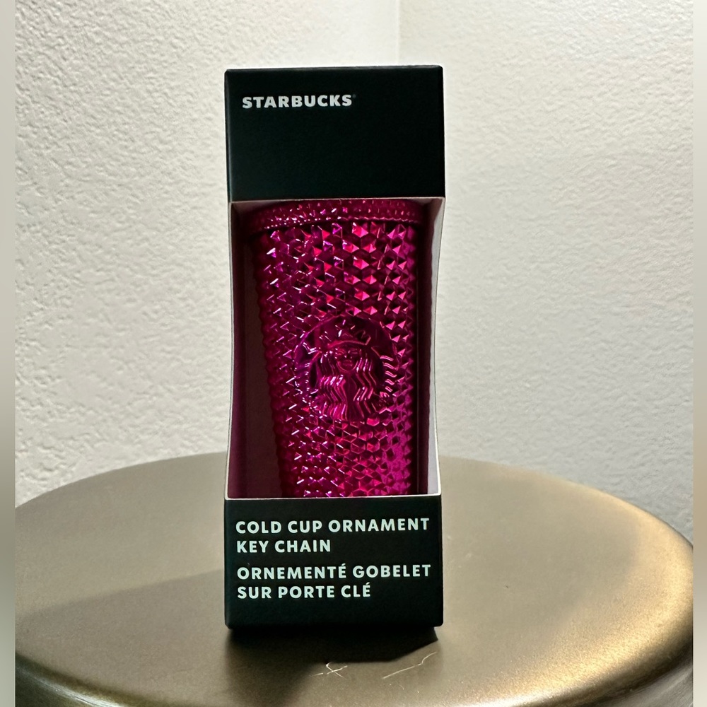 Starbucks Cold Cup Ornament Key Chain in Chrome Sangria
